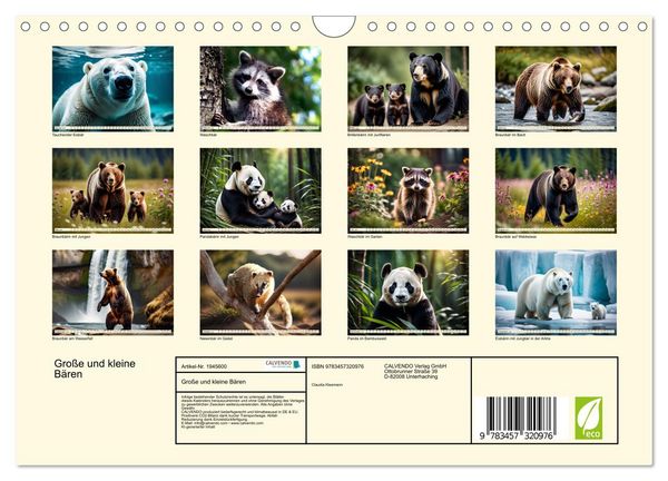 Produktbild: Gro&szlig;e und kleine B&auml;ren (Wandkalender 2026 DIN A4 quer), CALVENDO Monatskalender