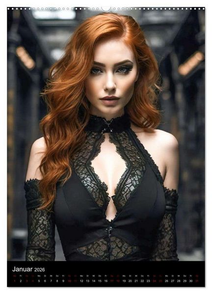 Produktbild: Wunderschöne Gothic Divas (Wandkalender 2026 DIN A2 hoch), CALVENDO Monatskalender