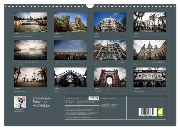 Produktbild: Barcelona - Faszinierende Architektur (Wandkalender 2026 DIN A3 quer), CALVENDO Monatskalender