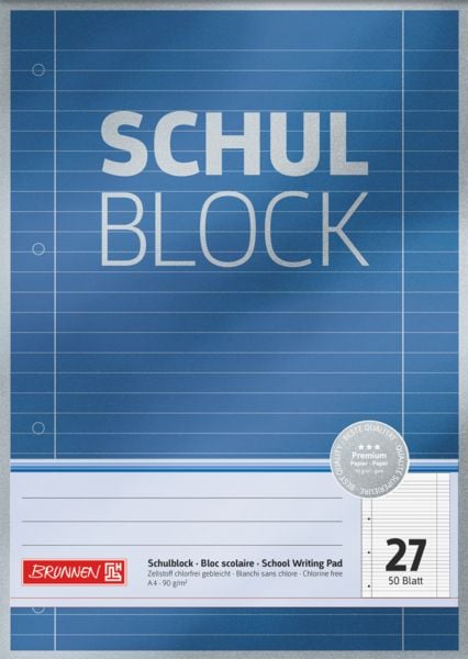 Produktbild: Brunnen Schulblock Premium A4 Lineatur 27 blau
