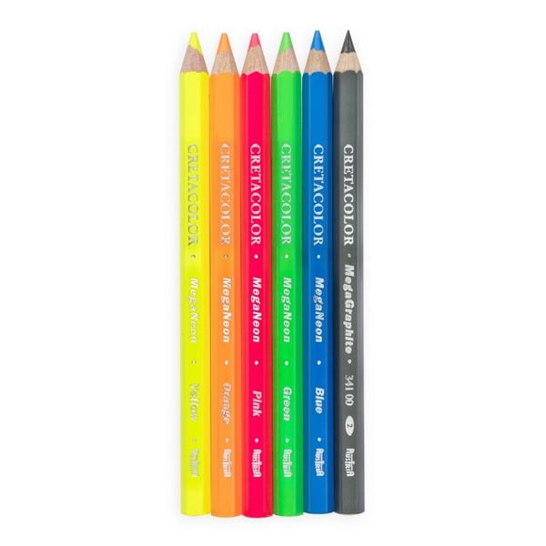 Produktbild: Cretacolor Buntstifte MEGA Neon+Graphit, 6er Set