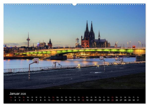 Produktbild: k&ouml;ln dunkelbunt II &ndash; Die Stadt leuchtet! (hochwertiger Premium Wandkalender 2026 DIN A2 quer), Kunstdruck in Hochglanz