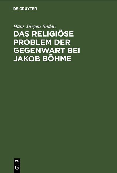 Produktbild: Das religi&ouml;se Problem der Gegenwart bei Jakob B&ouml;hme