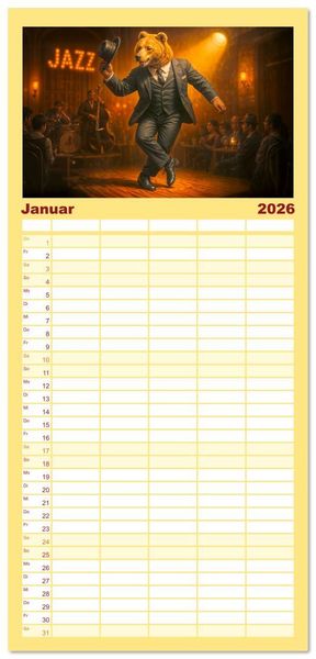 Produktbild: Familienplaner 2026 - Tierische Redewendungen - Ein Kalender voller Spr&uuml;che und Sprachbilder mit 5 Spalten (Wandkalender, 21 x 45 cm) CALVENDO