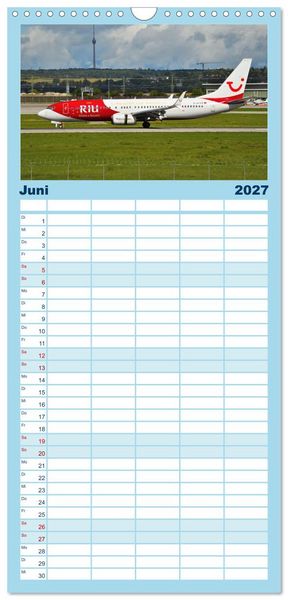 Produktbild: Familienplaner 2027 - Ein Jahr in der Welt der Luftfahrt mit 5 Spalten (Wandkalender, 21 x 45 cm) CALVENDO