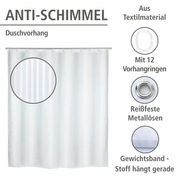 Produktbild: Anti-Schimmel Duschvorhang Mod. Palais, Textil (Polyester), 180 x 200 cm, waschbar