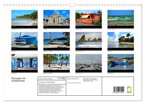 Produktbild: Paysages de Guadeloupe (Calendrier mural 2026 DIN A3 vertical), CALVENDO calendrier mensuel
