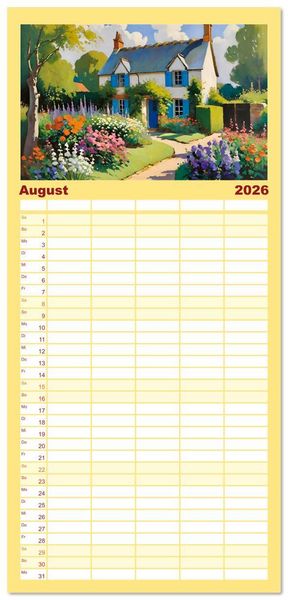Produktbild: Familienplaner 2026 - Englische Cottages mit 5 Spalten (Wandkalender, 21 x 45 cm) CALVENDO