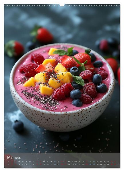 Produktbild: Smoothie Bowls - frisch und fruchtig durchs Jahr (Wandkalender 2026 DIN A2 hoch), CALVENDO Monatskalender