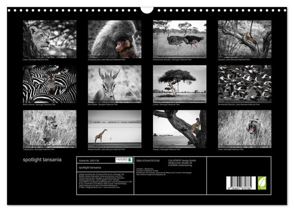 Produktbild: spotlight tansania (Wandkalender 2026 DIN A3 quer), CALVENDO Monatskalender
