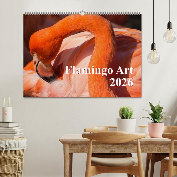 Produktbild: Flamingo Art 2026 (Wandkalender 2026 DIN A2 quer), CALVENDO Monatskalender