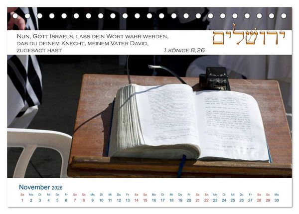 Produktbild: Jerusalem. Kalender mit Bibelworten (Tischkalender 2026 DIN A5 quer), CALVENDO Monatskalender