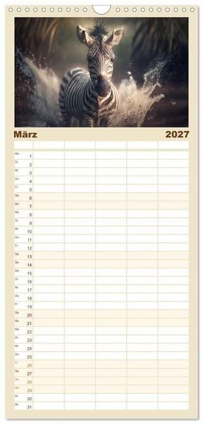 Produktbild: Familienplaner 2027 - Tierkinder beim Baden mit 5 Spalten (Wandkalender, 21 x 45 cm) CALVENDO