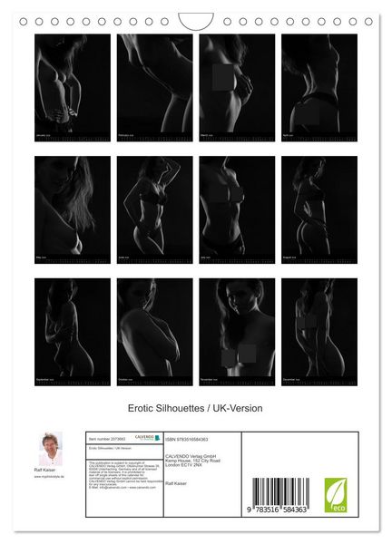 Produktbild: Erotic Silhouettes / UK-Version (Wall Calendar 2026 DIN A4 portrait), CALVENDO 12 Month Wall Calendar
