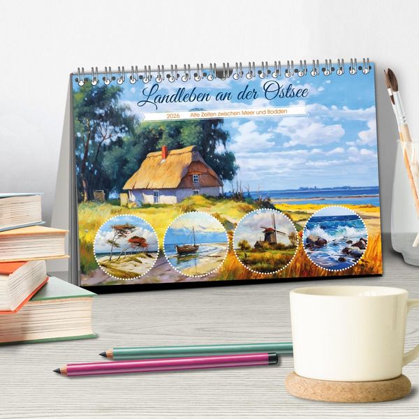 Produktbild: Landleben an der Ostsee - Alte Zeiten zwischen Meer und Bodden (Tischkalender 2026 DIN A5 quer), CALVENDO Monatskalender
