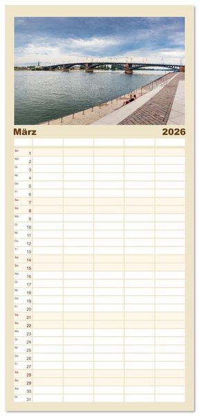 Produktbild: Familienplaner 2026 - Mainz - Gutenbergstadt am Rhein mit 5 Spalten (Wandkalender, 21 x 45 cm) CALVENDO