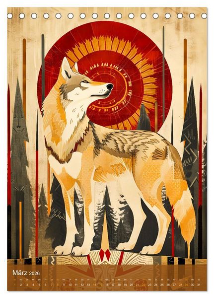 Produktbild: Totem-Tiere - Mythische Illustrationen von Krafttieren (Tischkalender 2026 DIN A5 hoch), CALVENDO Monatskalender
