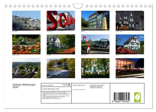 Produktbild: Solinger Bilderbogen 2026 (Wandkalender 2026 DIN A4 quer), CALVENDO Monatskalender
