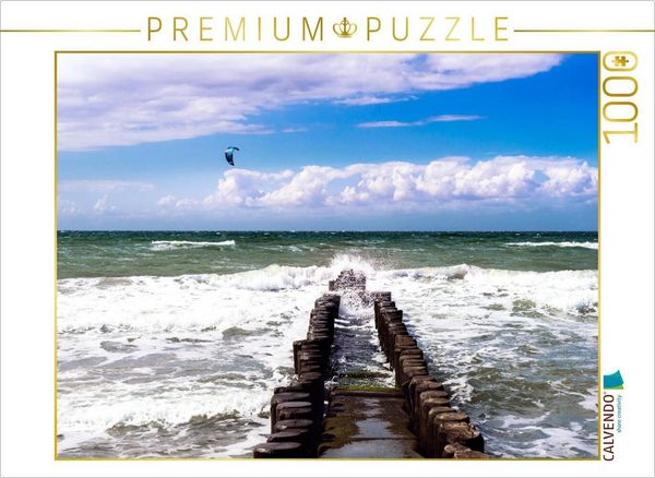 CALVENDO Puzzle Wellenbrecher am Ostseestrand | 1000 Teile Lege-Größe 64x48cm Foto-Puzzle für glückliche Stunden