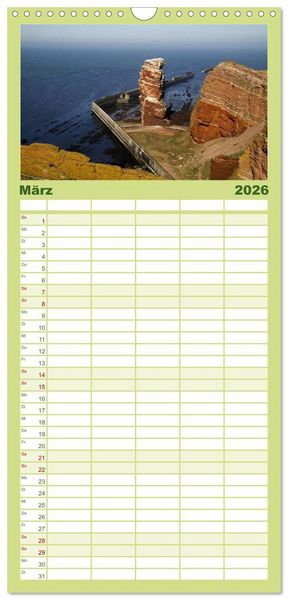 Produktbild: Familienplaner 2026 - Helgoland mit 5 Spalten (Wandkalender, 21 x 45 cm) CALVENDO