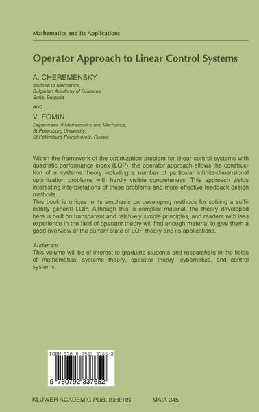 Produktbild: Operator Approach to Linear Control Systems