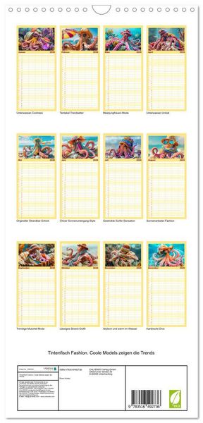 Produktbild: Familienplaner 2026 - Tintenfisch Fashion. Coole Models zeigen die Trends mit 5 Spalten (Wandkalender, 21 x 45 cm) CALVENDO