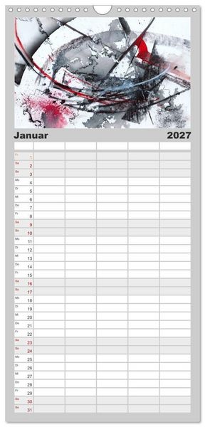 Produktbild: Familienplaner 2027 - Abstrakte Aquarelle mit 5 Spalten (Wandkalender, 21 x 45 cm) CALVENDO