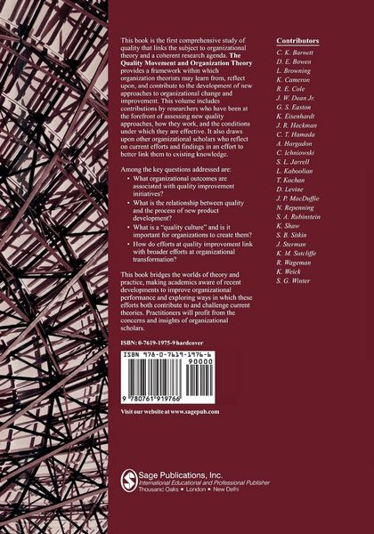 Produktbild: Quality Movement and Organization Theory