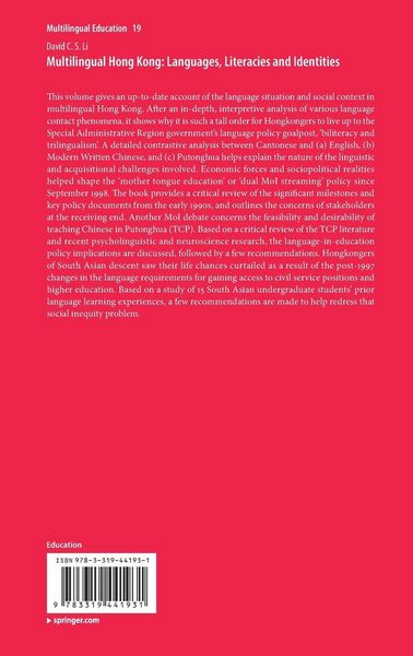 Produktbild: Multilingual Hong Kong: Languages, Literacies and Identities