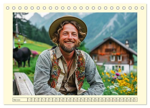 Produktbild: Leben auf der Alm. Junge M&auml;nner im Einklang mit der Natur (Tischkalender 2026 DIN A5 quer), CALVENDO Monatskalender