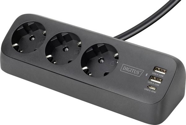 Produktbild: Digitus DA-70625 Tischsteckdose Schwarz Schutzkontakt 1St.