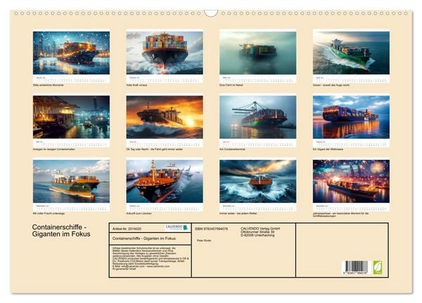 Produktbild: Containerschiffe - Giganten im Fokus (Wandkalender 2026 DIN A2 quer), CALVENDO Monatskalender