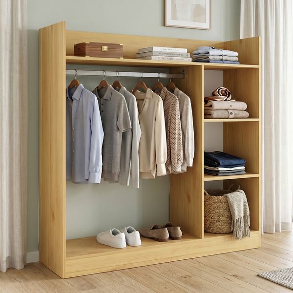 Produktbild: Holz Kleiderst&auml;nder mit Regal & Stange Palosa M