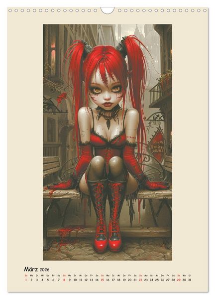 Produktbild: Gothic-Girls. Bizzare Comic-Art (Wandkalender 2026 DIN A3 hoch), CALVENDO Monatskalender