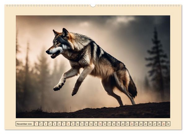 Produktbild: Ein Jahr unter W&ouml;lfen (hochwertiger Premium Wandkalender 2026 DIN A2 quer), Kunstdruck in Hochglanz