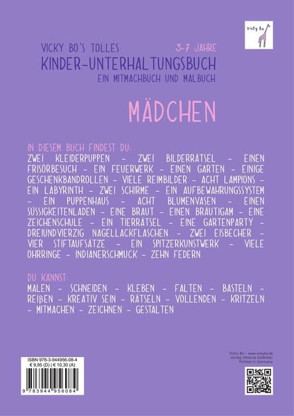 Kinder-Unterhaltungsbuch - Mädchen. Mitmachbuch und Malbuch. 3-7 Jahre