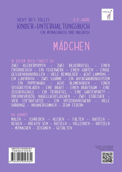 Produktbild: Kinder-Unterhaltungsbuch - M&auml;dchen. Mitmachbuch und Malbuch. 3-7 Jahre