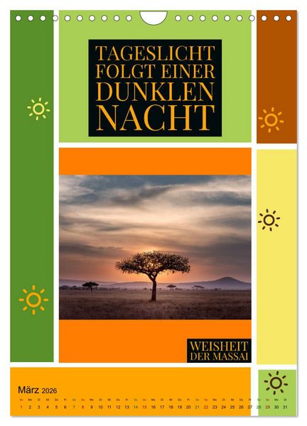 Produktbild: Kenia..mit einem Hauch Poesie - Weisheiten und Zitate (Wandkalender 2026 DIN A4 hoch), CALVENDO Monatskalender