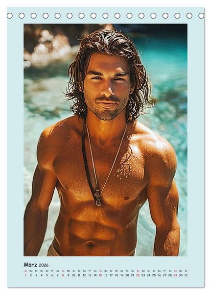 Produktbild: Strandsommer. M&auml;nner. Coole Typen am Meer (Tischkalender 2026 DIN A5 hoch), CALVENDO Monatskalender