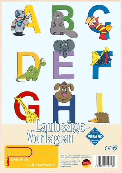 Produktbild: PEBARO 341S - Laubs&auml;gevorlage Buchstaben A - I, 1 Platte, Gr&ouml;&szlig;e DIN A4