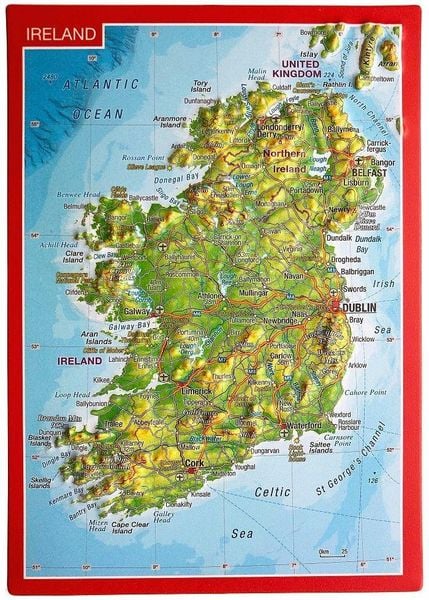 Reliefpostkarte Irland, Karte von Andréf Markgra,Mario Engelhardt, Georelief Vertriebs GbR