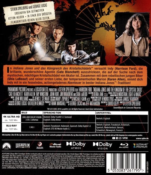 Produktbild: Indiana Jones und das K&ouml;nigreich des Kristallsch&auml;dels (+ Blu-ray)