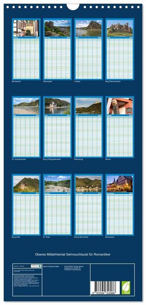 Produktbild: Familienplaner 2027 - Oberes Mittelrheintal Sehnsuchtsziel f&uuml;r Romantiker mit 5 Spalten (Wandkalender, 21 x 45 cm) CALVENDO