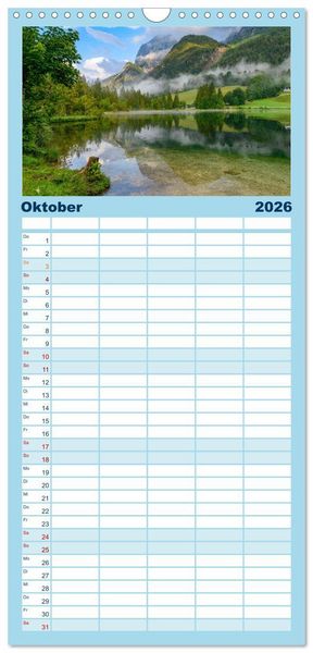 Produktbild: Familienplaner 2026 - Unterwegs im Bergsteigerdorf Ramsau mit 5 Spalten (Wandkalender, 21 x 45 cm) CALVENDO