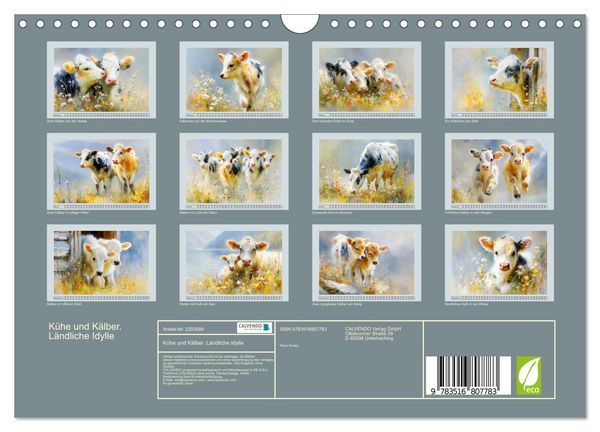 Produktbild: K&uuml;he und K&auml;lber. L&auml;ndliche Idylle (Wandkalender 2027 DIN A4 quer), CALVENDO Monatskalender