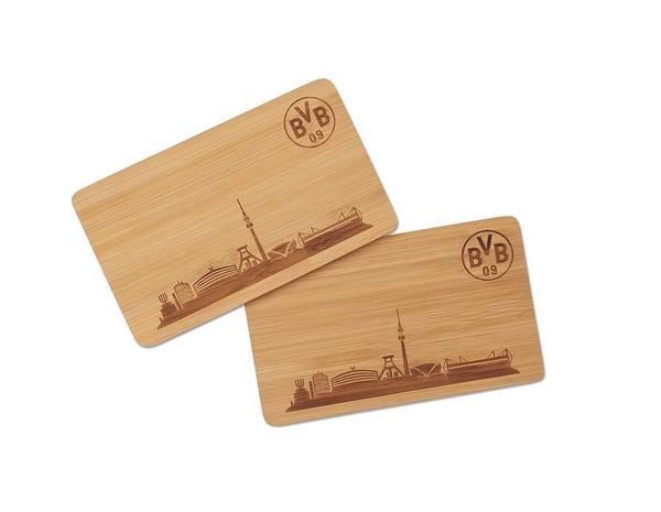 Produktbild: BVB Borussia Dortmund - Fr&uuml;hst&uuml;cksbrettchen aus Holz, 2er Set