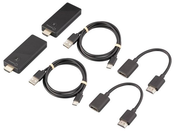 Produktbild: Renkforce RF-HDMID-500 HDMI-Funk&uuml;bertragung (Set) 30 m 5.8 GHz 3840 x 2160 Pixel Sichere Funk&uuml;bertragung