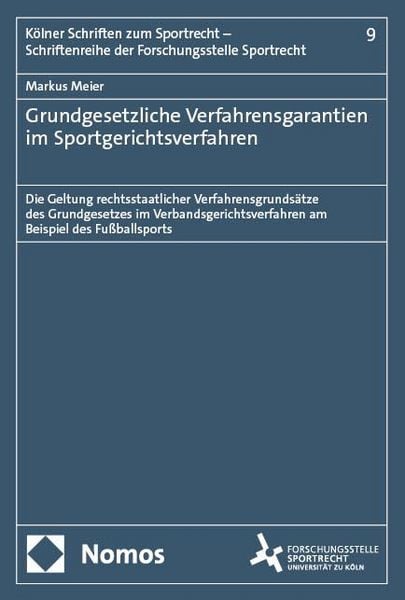 Produktbild: Grundgesetzliche Verfahrensgarantien im Sportgerichtsverfahren