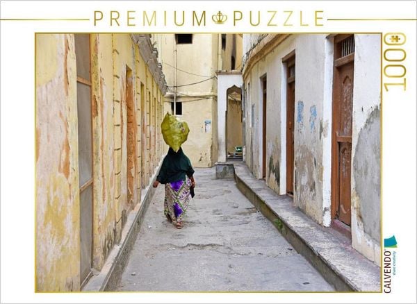 CALVENDO Puzzle Frau in Stone Town | 1000 Teile Lege-Größe 64x48cm Foto-Puzzle für glückliche Stunden