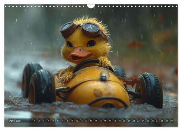 Produktbild: Tierische Rennfahrer - Mit Tieren im Oldtimer durch das Jahr (Wandkalender 2026 DIN A3 quer), CALVENDO Monatskalender